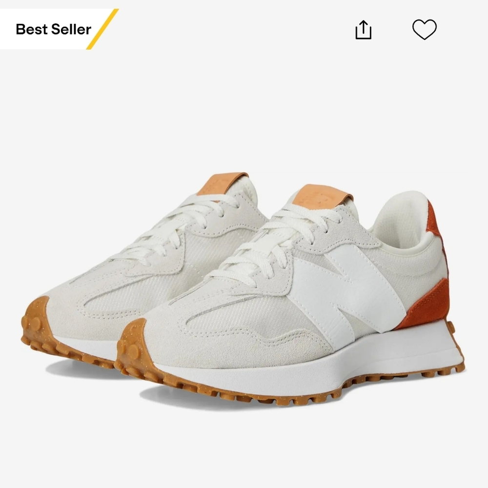 New Balance White and Rust Sneakers Size 7